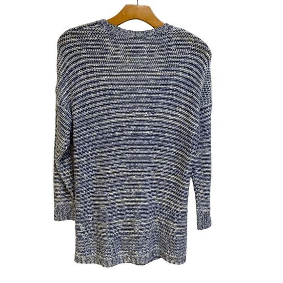 Hollister Womens sz Small denim blue white striped drop sleeve Cardigan sweater - Picture 10 of 12